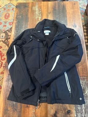 Columbia Black Ski Jacket with White Accent Stripes